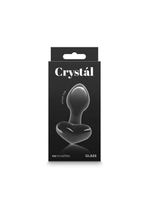 Üvegdugó szíves talppal Crystal heart - fekete