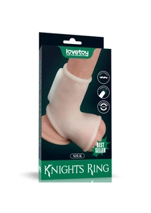 Vibrációs pénisz- és heremandzsetta Vibrating Silk Knights Ring with Scrotum Sleeve (White)