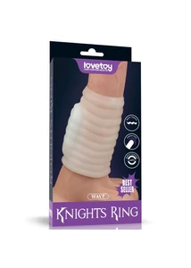 Hullámmintás vibrációs péniszmandzsetta Vibrating Spiral Knights Ring (White) IV