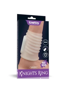 Spirál mintás péniszmandzsetta vibrációval - Vibrating Spiral Knights Ring (White) I