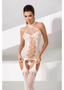 Elöl fűzős, rácsos necc fehér szett Bs056 white