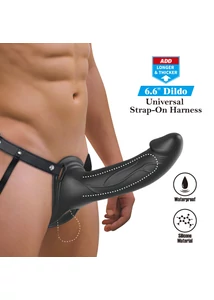 Felcsatolható, üreges, fekete dildó Pretty Love Landon Harness Briefs Black 16,7 cm