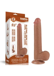Letapasztható 9'' sliding skin dual layer dildó barna