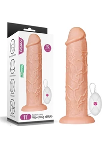 Nagy méretű realisztikus letapasztható vibrátor - 11'' Realistic Long Vibrating Dildo Flesh 28 cm