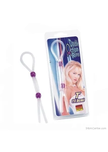 Állítható pénisz- és heregyűrű Silicon Cock Ring With 2 Beads Lavender