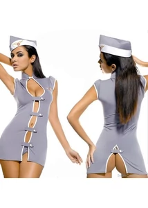Légi utaskísérő erotikus jelmez Stewardess 3 pcs costume grey S/M