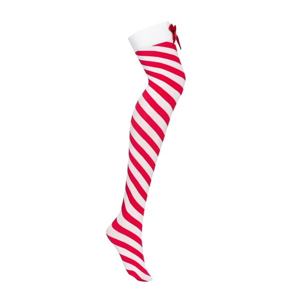 Piros-fehér csíkos, térd fölé érő zokni Kissmas stockings s/m