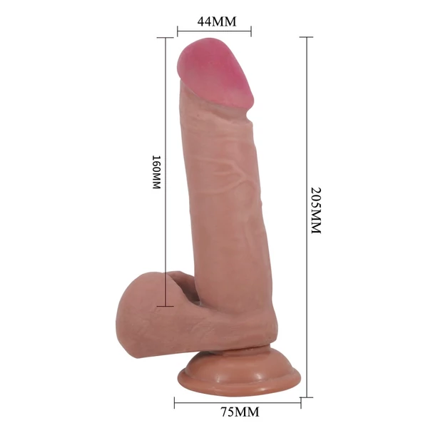 Realisztikus csúszóbőrös herés dildó Pretty Love Creel brown 16 cm