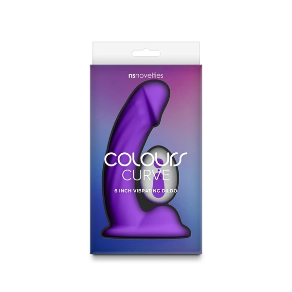 Távirányítós, ívelt szilikon dildó 15 cm - Colours Curve Vibrating 6" Dildo purple