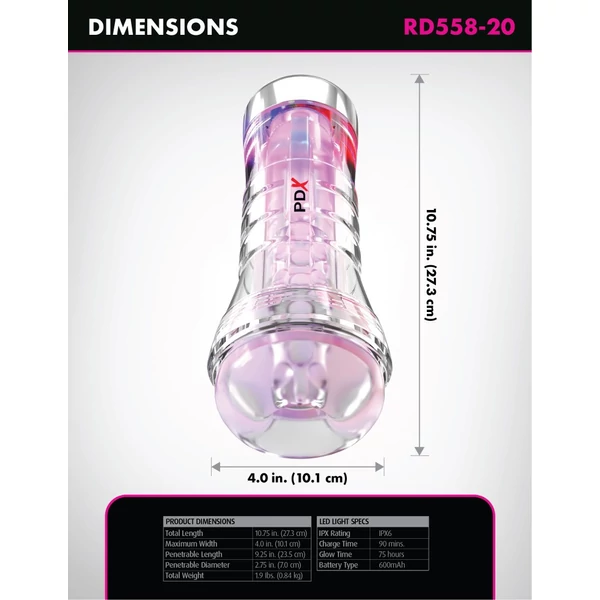 Maszturbátor led fénnyel Viewtube xxl see-thru ez-grip led stroker