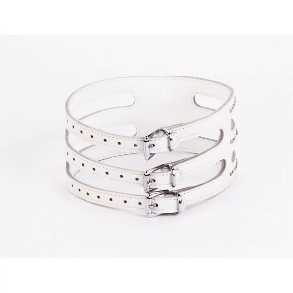 Bőr nyakörv fehér - Collar made in calf softy leather