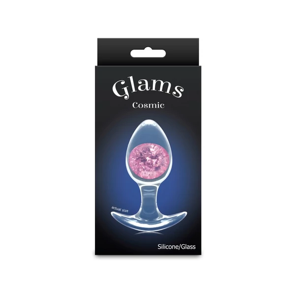 Közepes méretű szilikon plug rózsaszín üveg gömbbel Cosmic Glams - medium - pink