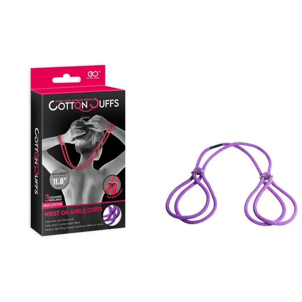 Szövet kötöző bilincs Cotton cuffs lila