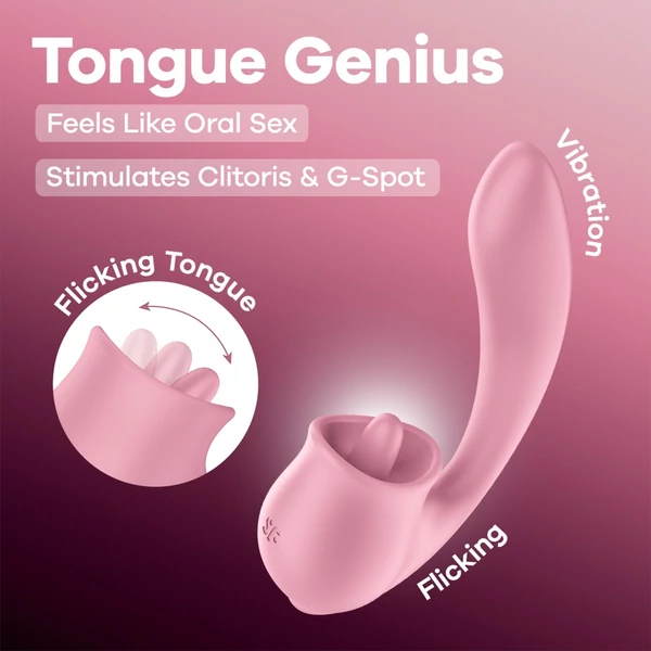 Csikló és G pont stimulátor Tongue genius - pink