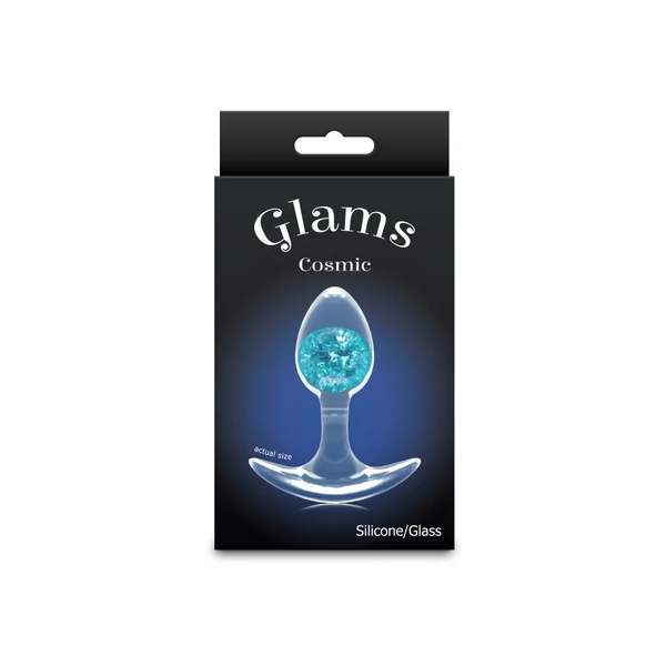 Kis méretű szilikon plug kék üveg gömbbel Cosmic Glams - small - blue