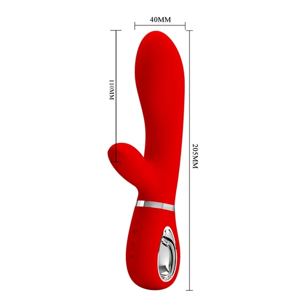 Csiklókaros puha szilikon g-pont vibrátor Pretty Love Thomas Red 20cm