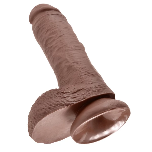 Barna herés dildó 20 cm - 8" cock with balls brown