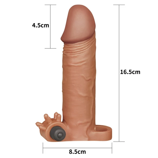 Péniszhosszabbító vibrátoros Pleasure x-tender vibrating penis sleeve #2 - brown