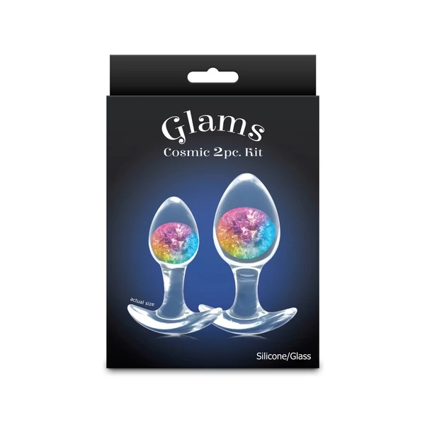 Szilikon plug üveg gömbbel szettben Cosmic Glams - 2pc kit - rainbow