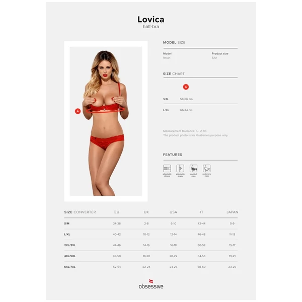 Nyitott mellemelős melltartó Lovica half-bra l/xl