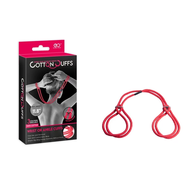 Szövet kötöző bilincs Cotton cuffs piros