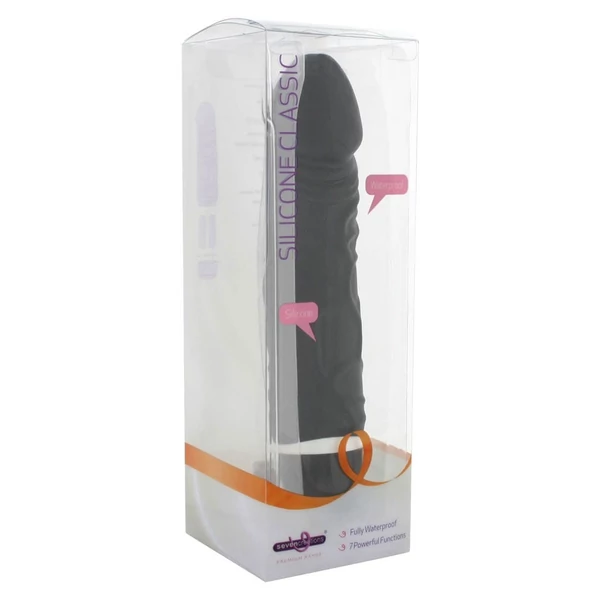 Fekete realisztikus szilikon vibrátor 19 cm - Classic Original Vibrator Black
