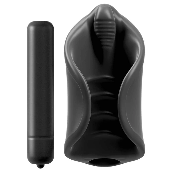 Vibrátoros szilikon maszturbátor Vibrating Silicone Stimulator Black