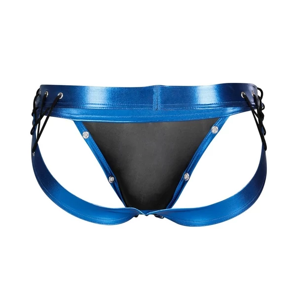 Férfi alsó hátul nyitott Desire jockstrap Blueleatherette L