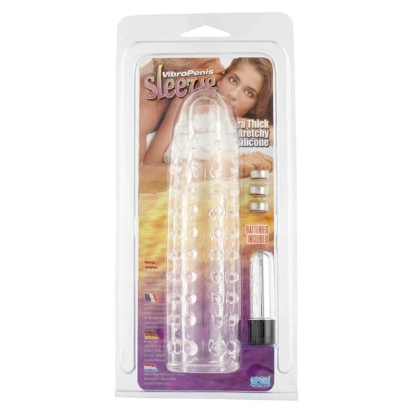 Áttetsztő vibrációs rücskös péniszköpeny Silicon Vibro Penis Sleeve