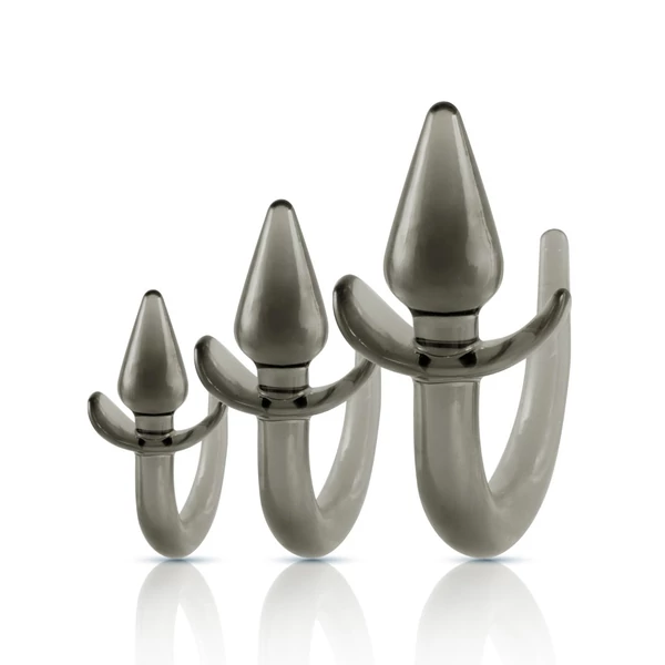 Anál plug szett farokkal 3 db-os Black Axinite 3 In 1 Anal Plug Kit Set with Tail Design