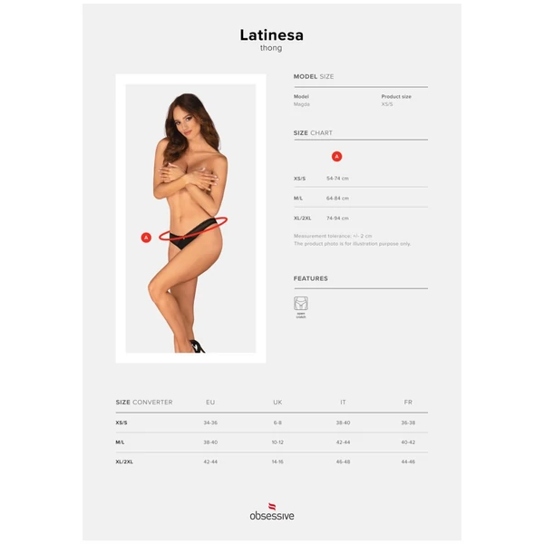 Nyitott fekete tanga Latinesa crotchless thong  m/l