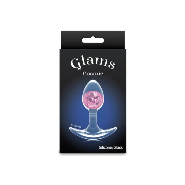 Kis méretű szilikon plug rózsaszín üveg gömbbel Cosmic Glams - small - pink