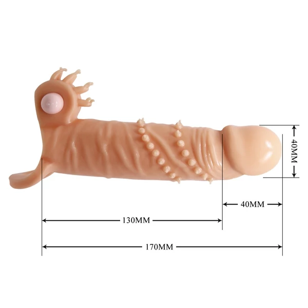 Vibrációs csiklóizgatós bordázott felületű péniszköpeny Pretty Love Penis Sleeve Connor