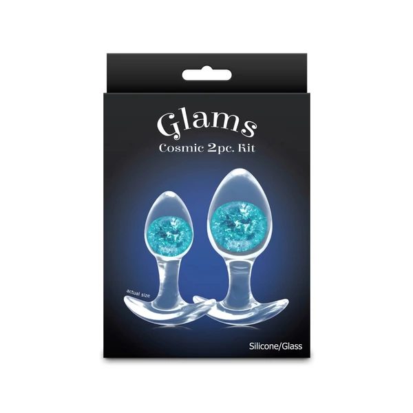 Szilikon plug üveg gömbbel szettben Cosmic Glams - 2pc kit - blue