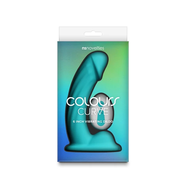 Távirányítós, ívelt szilikon dildó 15 cm - Colours Curve Vibrating 6" Dildo teal