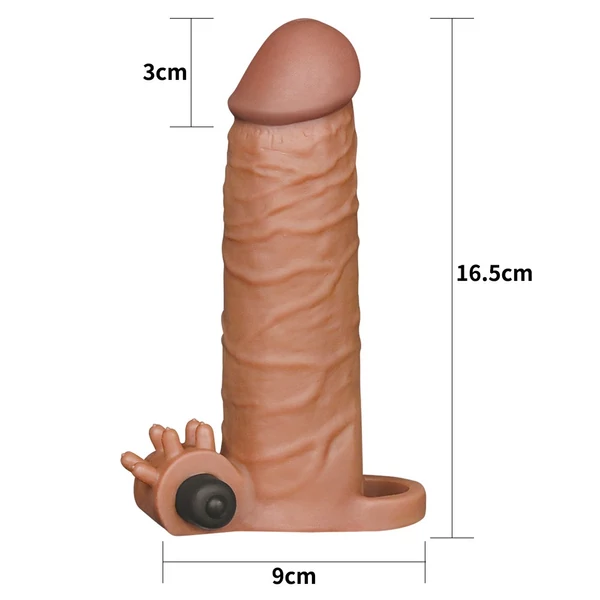 Péniszhosszabbító Pleasure x-tender vibrating penis sleeve #1 - brown