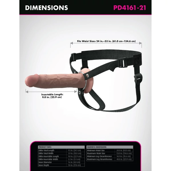 Üreges felcsatolható dildó 22cm - 9" Silicone Hollow Strap-On Dual Density