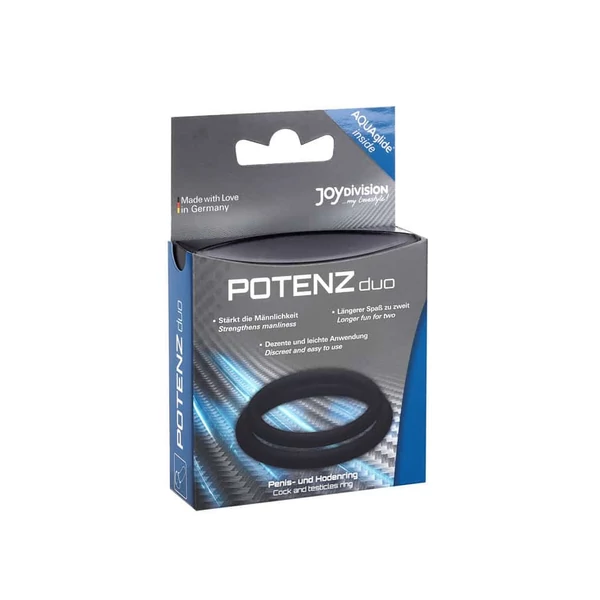 Szilikon péniszgyűrűr 2db POTENZduo Black Size M