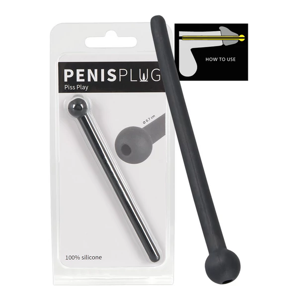 Üreges, szilikon húgycsőtágító fekete dildó fekete Dilator Piss Play
