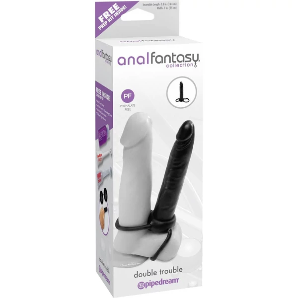 Felcsatolható análdildó férfiaknak Double Trouble Black