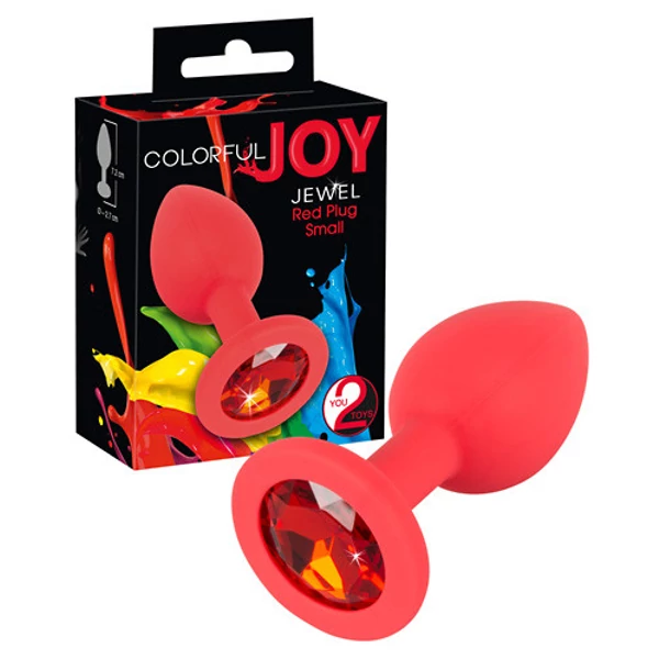 KIs méretű piros szilikon anál plug Colorful Joy Jewel Red Plug