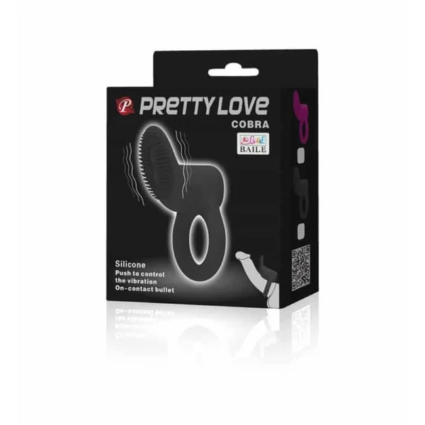 Vibrációs csiklóizgató péniszgyűrű Pretty Love Cobra Purple