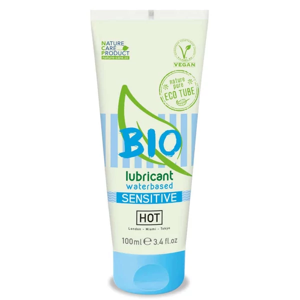 Vegán vízbázisú síkosító érzékeny bőrre HOT BIO lubricant waterbased Sensitiv 100 ml