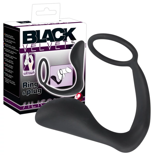 Black velvet análujj péniszgyűrűvel (fekete)