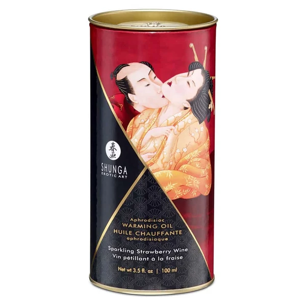 Shunga - melegítő hatású masszázsolaj (pezsgő-eper) - 100 ml
