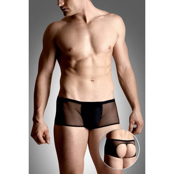 Nyitott fenekű fekete necc alsónadrág Mens shorts 4493 - black M/L