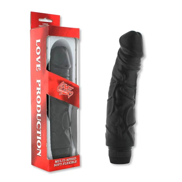 Vastag, erezett fekete realisztikus vibrátor Perfect Pleasures Vibe Black