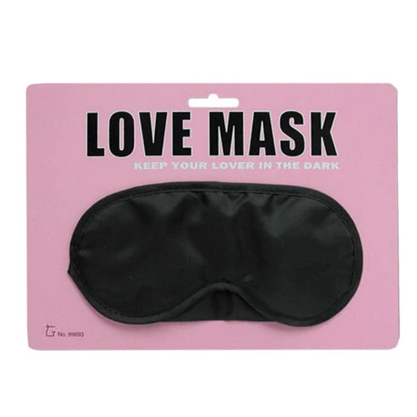 Fekete szatén szemmaszk Love mask