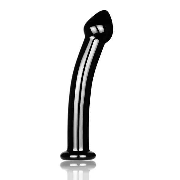 Fekete íves üvegdildó Glass Romance Black