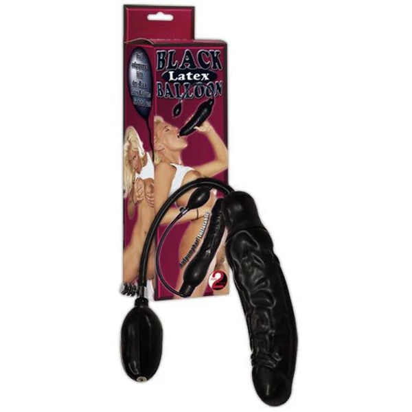 Black latex fekete, latex pumpálható dildó